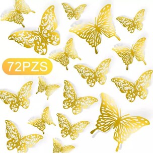 Foto 1 | Xtellar - Set De 72 Mariposas Decorativas 3d De Imitación Metálica Para Pared
