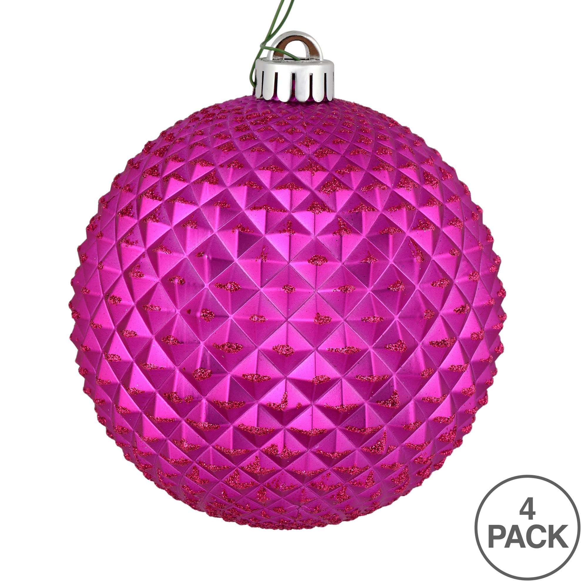 Foto 5 pulgar | Bola Con Purpurina Fucsia Durian De Ornament Vickerman, 6 Cm, 4 Unidades Por Bolsa - Venta Internacional.