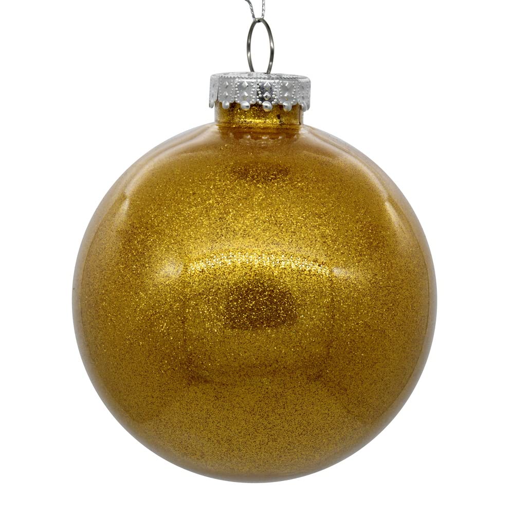 Foto 1 | Adorno Navideño Vickerman 6, Bola Transparente Con Purpurina Dorada Envejecida - Venta Internacional.