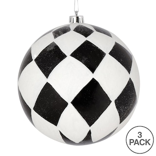 Foto 3 | Adorno Navideño Vickerman, Bola Negra Con Purpurina Blanca, 6 Cm - Venta Internacional.