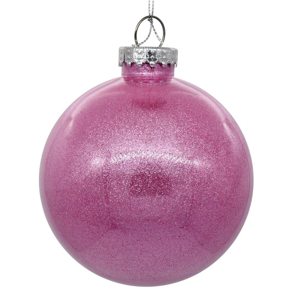 Foto 2 pulgar | Adorno Navideño En Forma De Bola Vickerman Transparente Con Purpurina Rosa, 6 Cm - Venta Internacional.