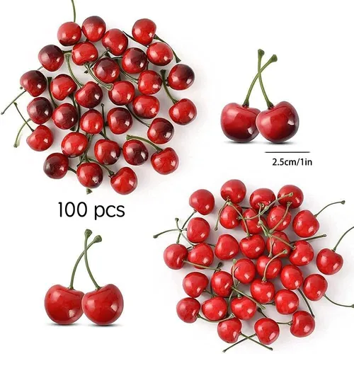 Foto 3 pulgar | Exclusivo Pack De 100 Cerezas Decorativas Xtellar – Realistas, Ligeras Y Duraderas