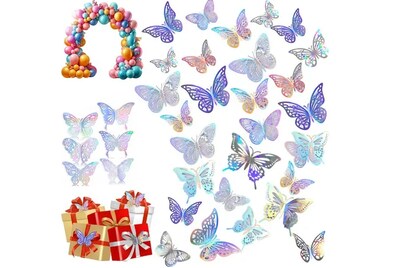 Foto 1 | Xtellar Pack De 144 Mariposas 3d Metálicas Decorativas Para El Hogar, Elementos Brillantes Y Elegantes 10x13cm Para Pa