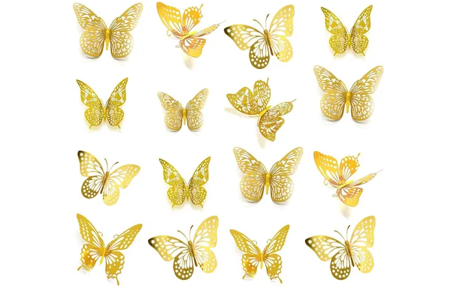 Foto 2 pulgar | Set De 144 Mariposas Decorativas 3d En Color Metálico Para Pared Xtellar