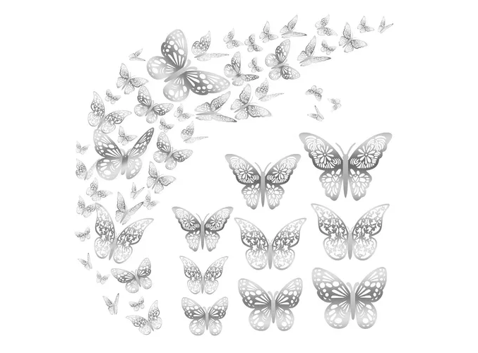Foto 2 pulgar | Set De 144 Mariposas Decorativas 3d En Color Metálico Para Pared Xtellar