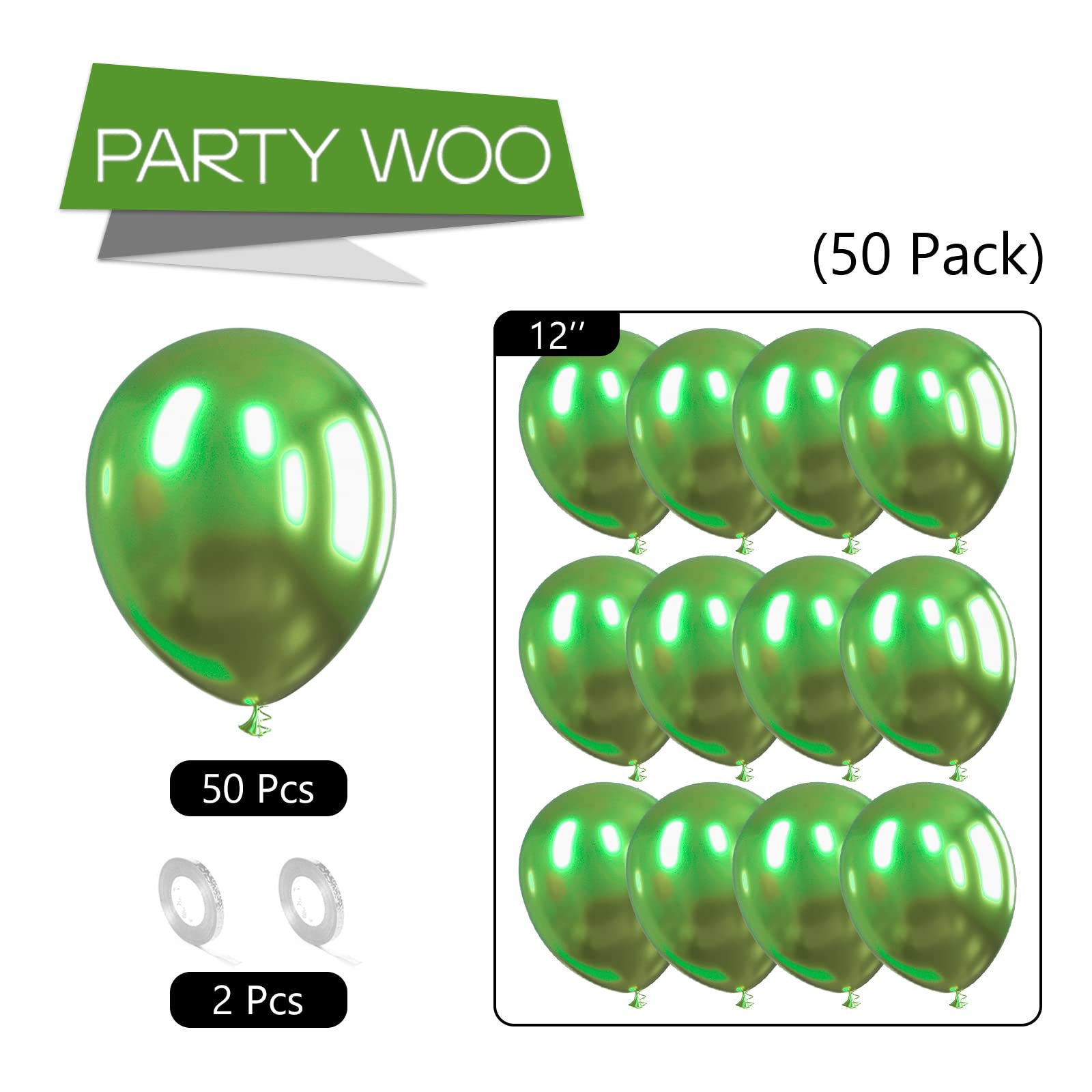 Foto 6 pulgar | Balloon Partywoo, Color Verde Manzana Metalizado, 12 Pulgadas, 51 Unidades - Venta Internacional.