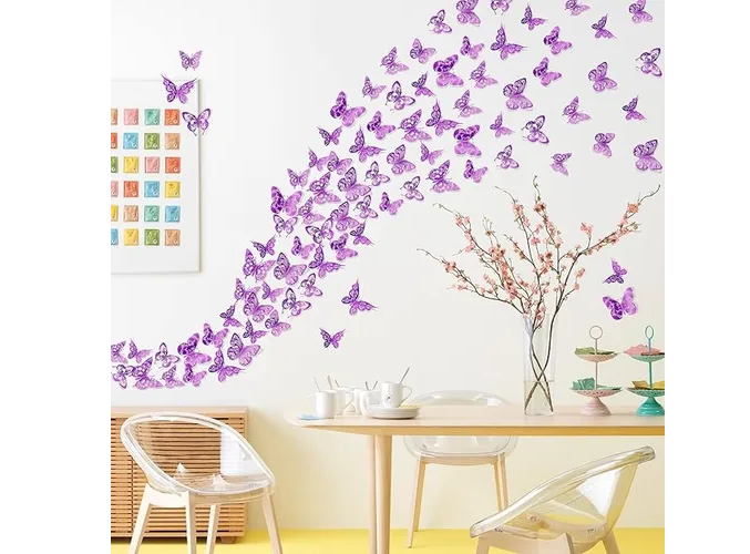 Foto 3 pulgar | Xtellar 144pcs Colección Premium De Mariposas Decorativas 3d Metálicas Para Pared, Estilo Hueco Y Realista