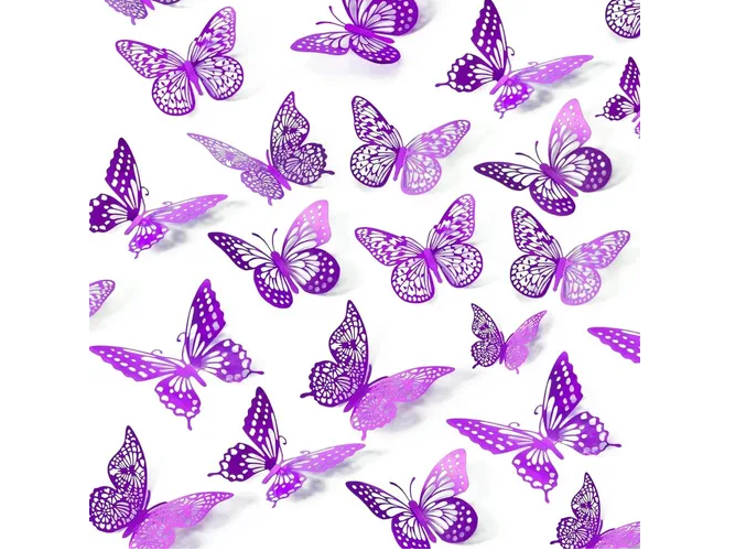 Foto 1 | Xtellar 144pcs Colección Premium De Mariposas Decorativas 3d Metálicas Para Pared, Estilo Hueco Y Realista