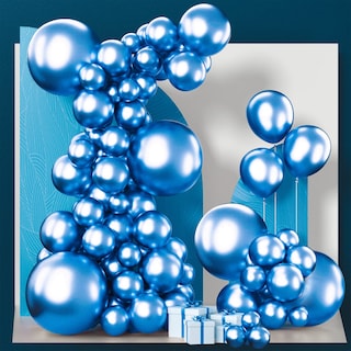 Foto 1 | Globos Partywoo De Color Azul Metalizado, 130 Unidades, Diferentes Tamaños - Venta Internacional.