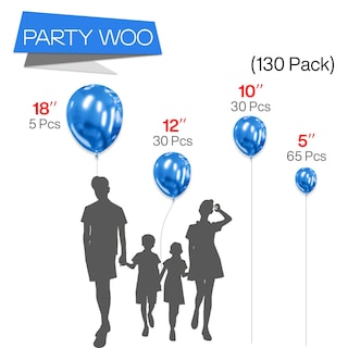 Foto 2 | Globos Partywoo De Color Azul Metalizado, 130 Unidades, Diferentes Tamaños - Venta Internacional.