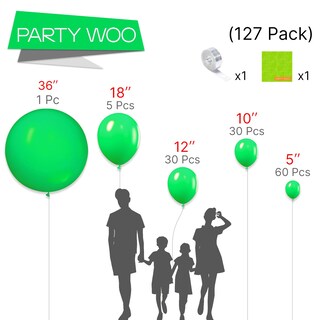 Foto 2 | Balloon Partywoo, Color Verde Malaquita, 127 Unidades, Diferentes Tamaños - Venta Internacional.