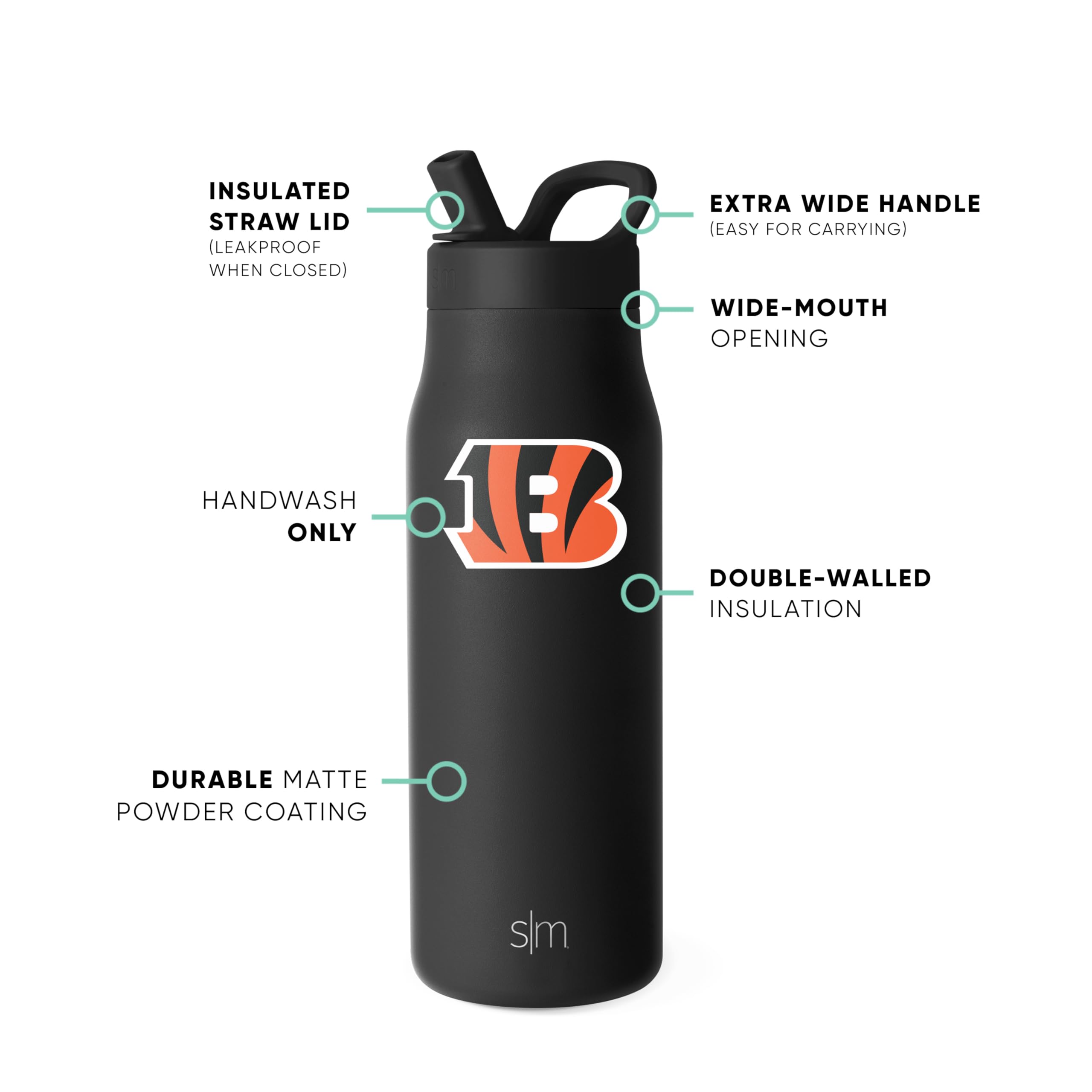 Foto 3 | Botella De Agua Simple Modern Nfl Cincinnati Bengals De 500 Ml - Venta Internacional.