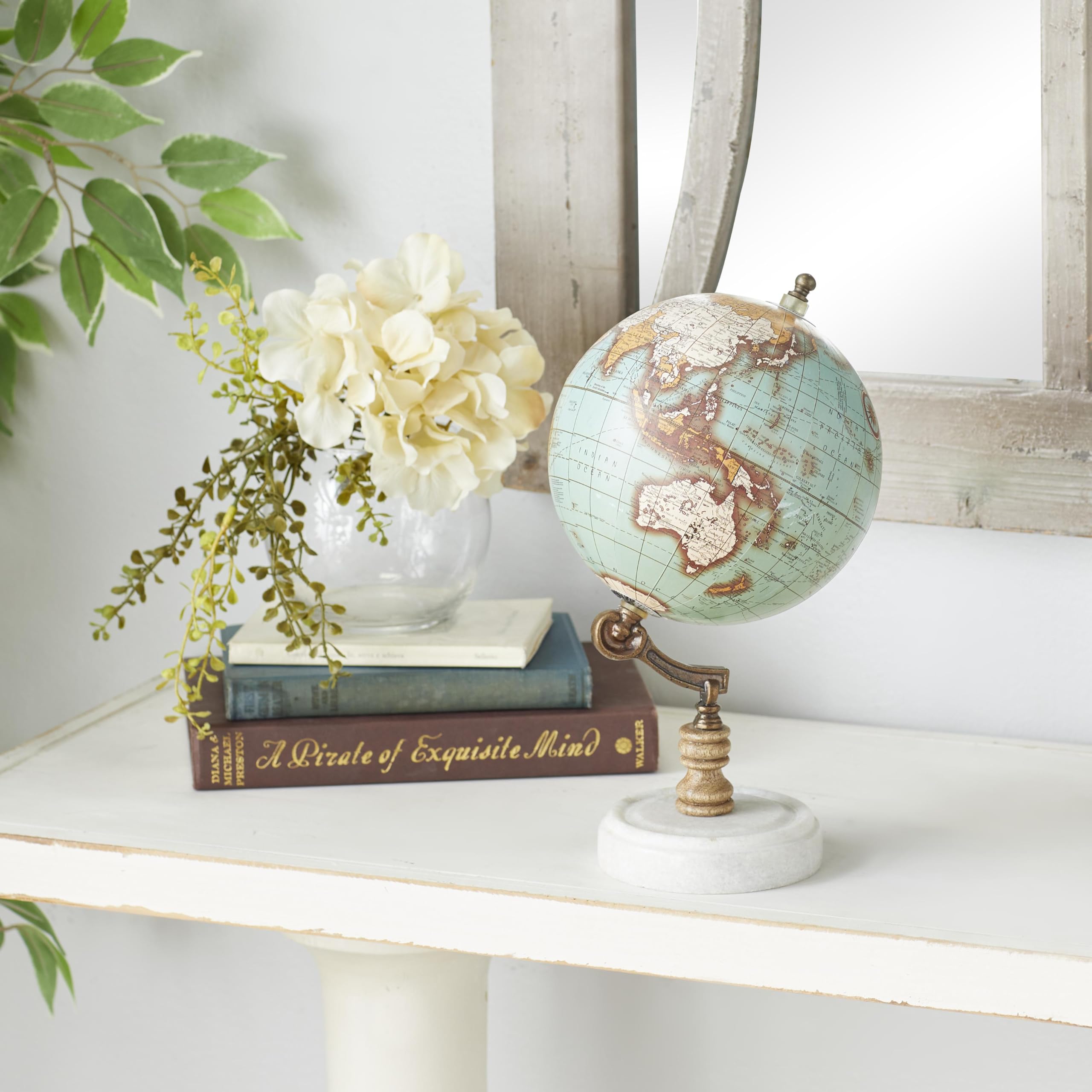 Foto 4 pulgar | Marble Globe Deco 79, Color Verde Azulado Con Base De Mármol, 18 X 18 X 28 Cm - Venta Internacional.