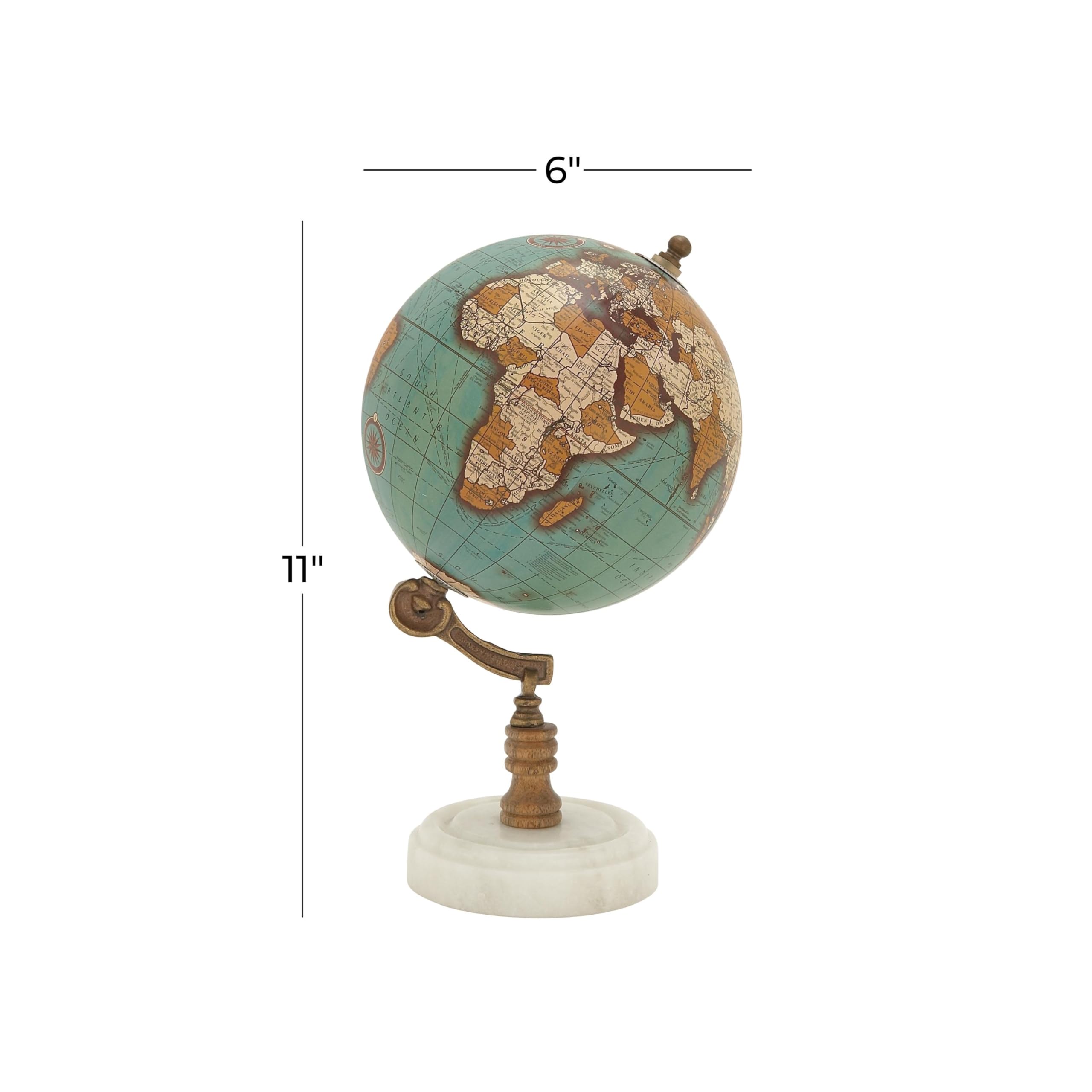 Foto 7 pulgar | Marble Globe Deco 79, Color Verde Azulado Con Base De Mármol, 18 X 18 X 28 Cm - Venta Internacional.