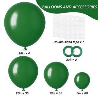 Foto 2 | Set De Globos Rubfac De Látex Verde Oscuro, 129 Unidades, Para Decoración De Fiestas - Venta Internacional.