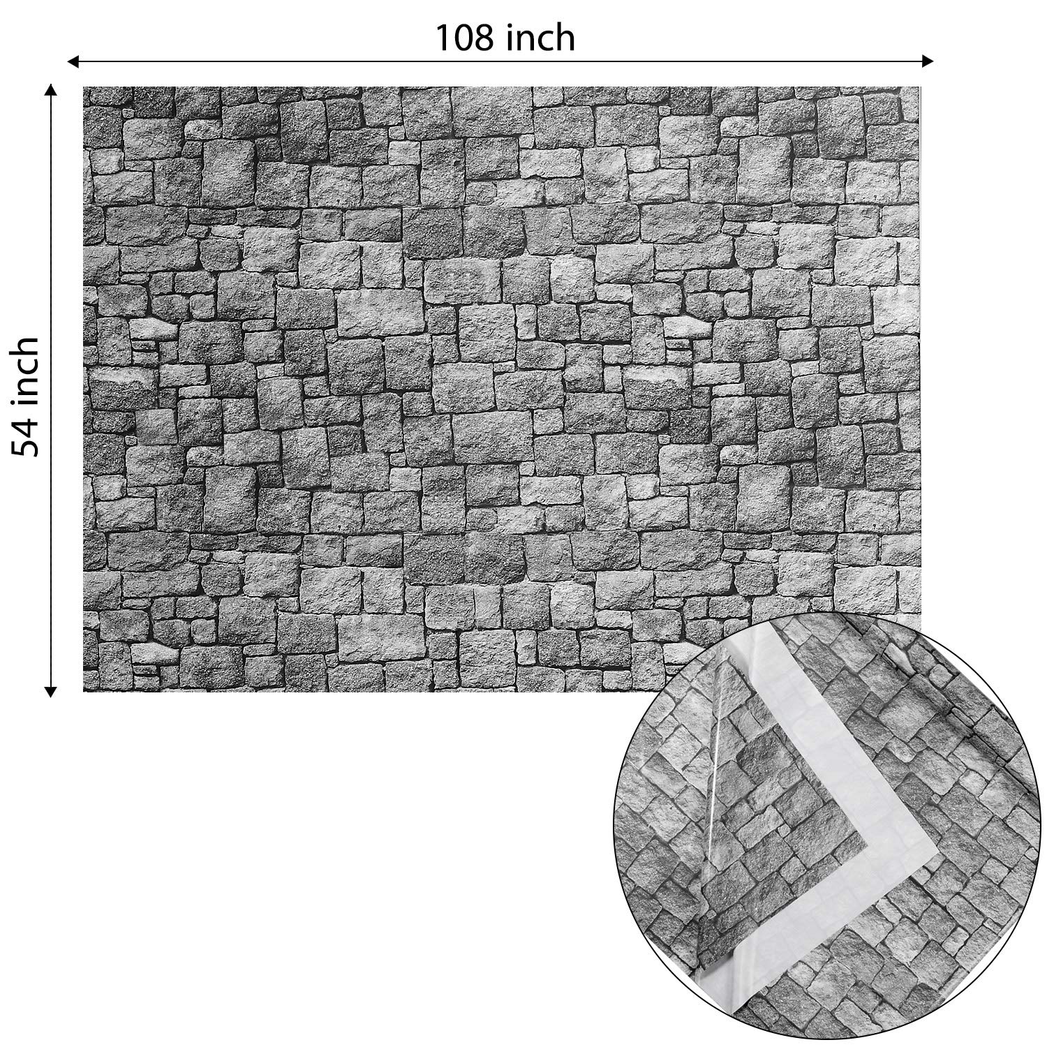 Foto 2 | Papel Pintado De Ladrillo Para Pared De Piedra, 1,4 X 2,7 M, 2 Hojas, Color Gris - Venta Internacional.