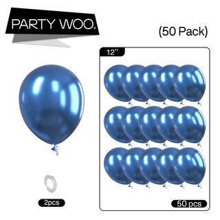 Foto 5 | Globo Partywoo Azul Metalizado, 50 Unidades, 30 Cm, Para Guirnalda O Arco - Venta Internacional.