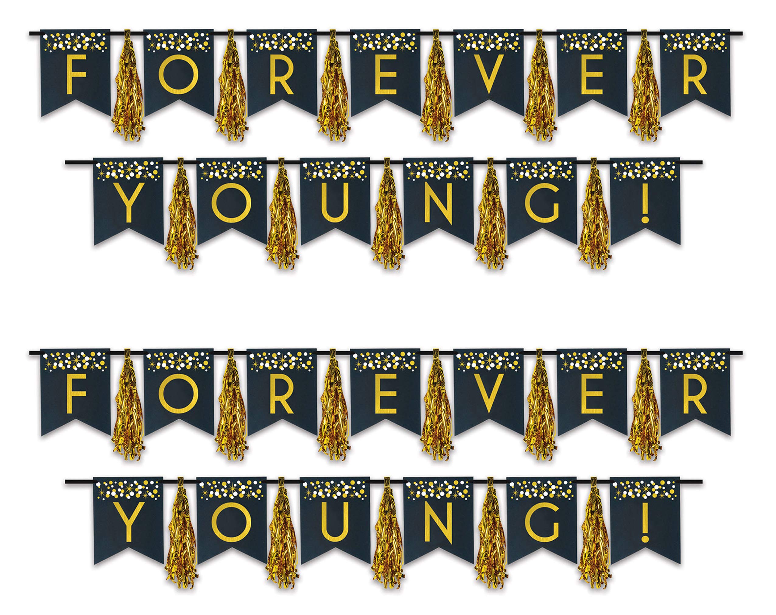 Foto 2 pulgar | Tassel Streamer Beistle Forever Young Negro/dorado 13 X 2,7 M - Venta Internacional.