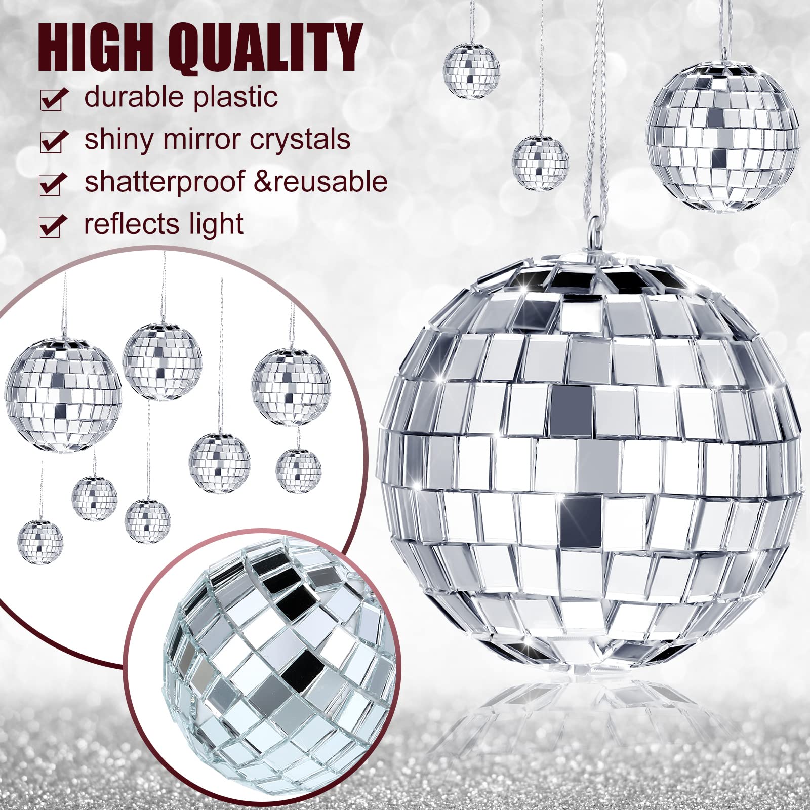 Foto 3 | Espejo Colgante Navideño Mtlee Disco Ball Ornaments De 6 Cm Y 5 Cm - Venta Internacional.