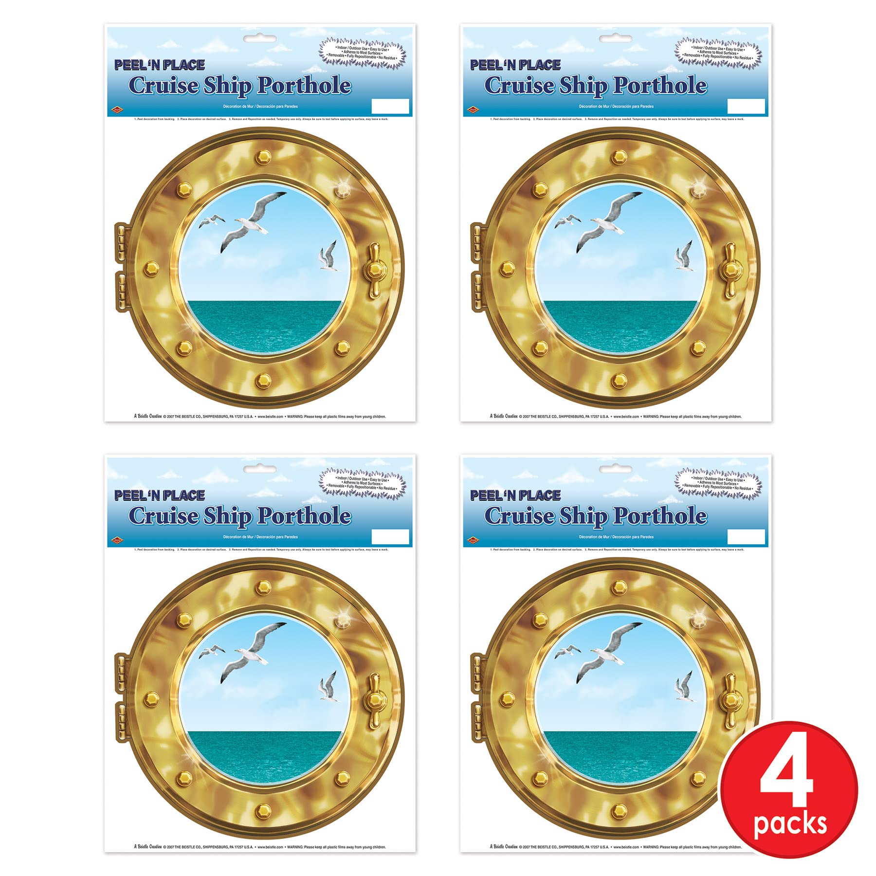 Foto 7 pulgar | Ojo De Buey Para Decoración De Ventanas Beistle Cruise Ship, 38 Cm, Paquete De 4 - Venta Internacional.