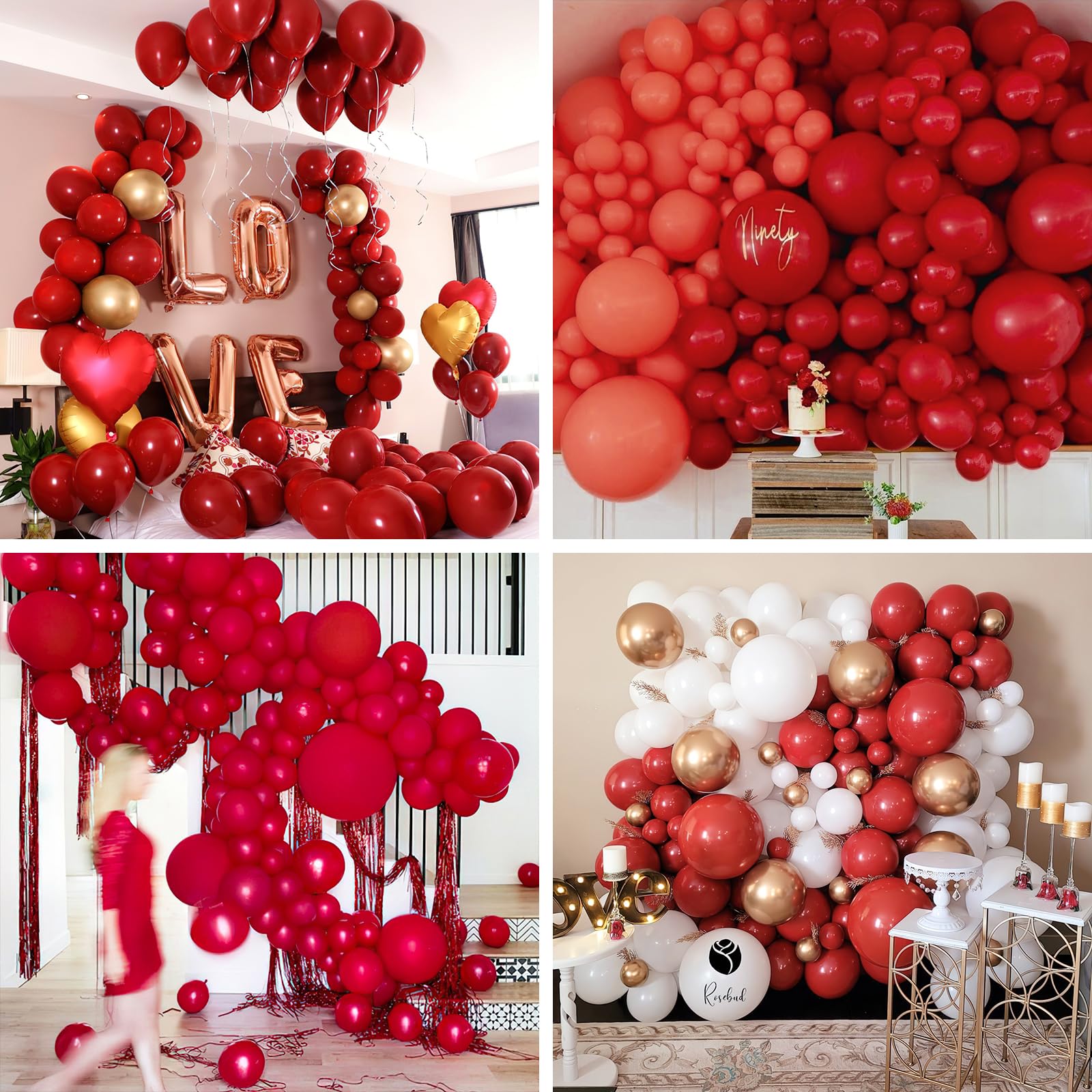 Foto 5 | Globos Partywoo Rojo Rubí De 12 Pulgadas, 101 Unidades, Para Decoración - Venta Internacional.
