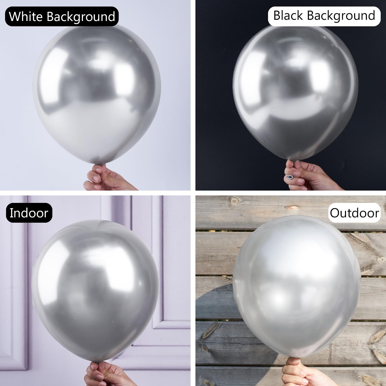 Foto 3 | Globos Partywoo De Plata Metalizada, 100 Unidades, Diferentes Tamaños - Venta Internacional.