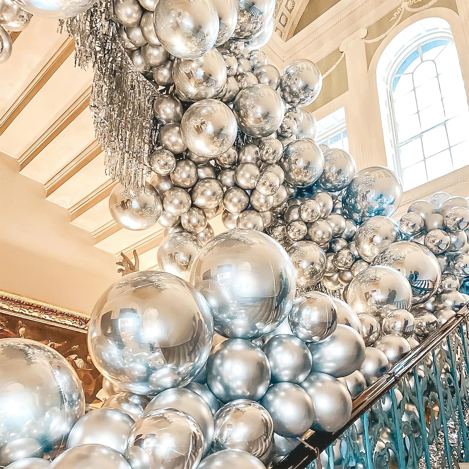 Foto 5 | Globos Partywoo De Plata Metalizada, 100 Unidades, Diferentes Tamaños - Venta Internacional.