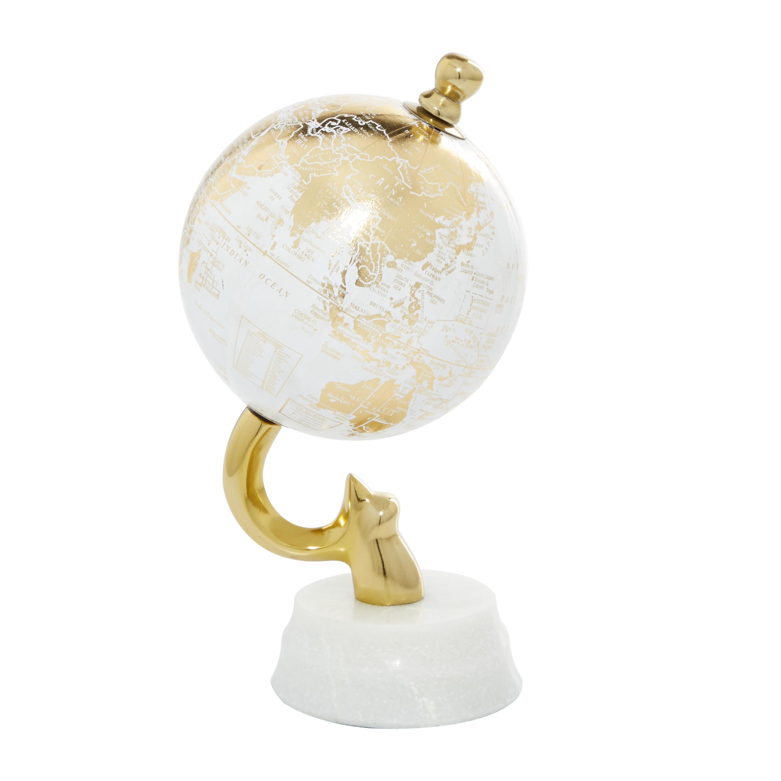 Foto 2 pulgar | Decorativo Globe Deco 79 De Aluminio Con Base De Mármol Dorado - Venta Internacional.