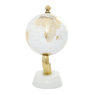 Foto 3 | Decorativo Globe Deco 79 De Aluminio Con Base De Mármol Dorado - Venta Internacional.