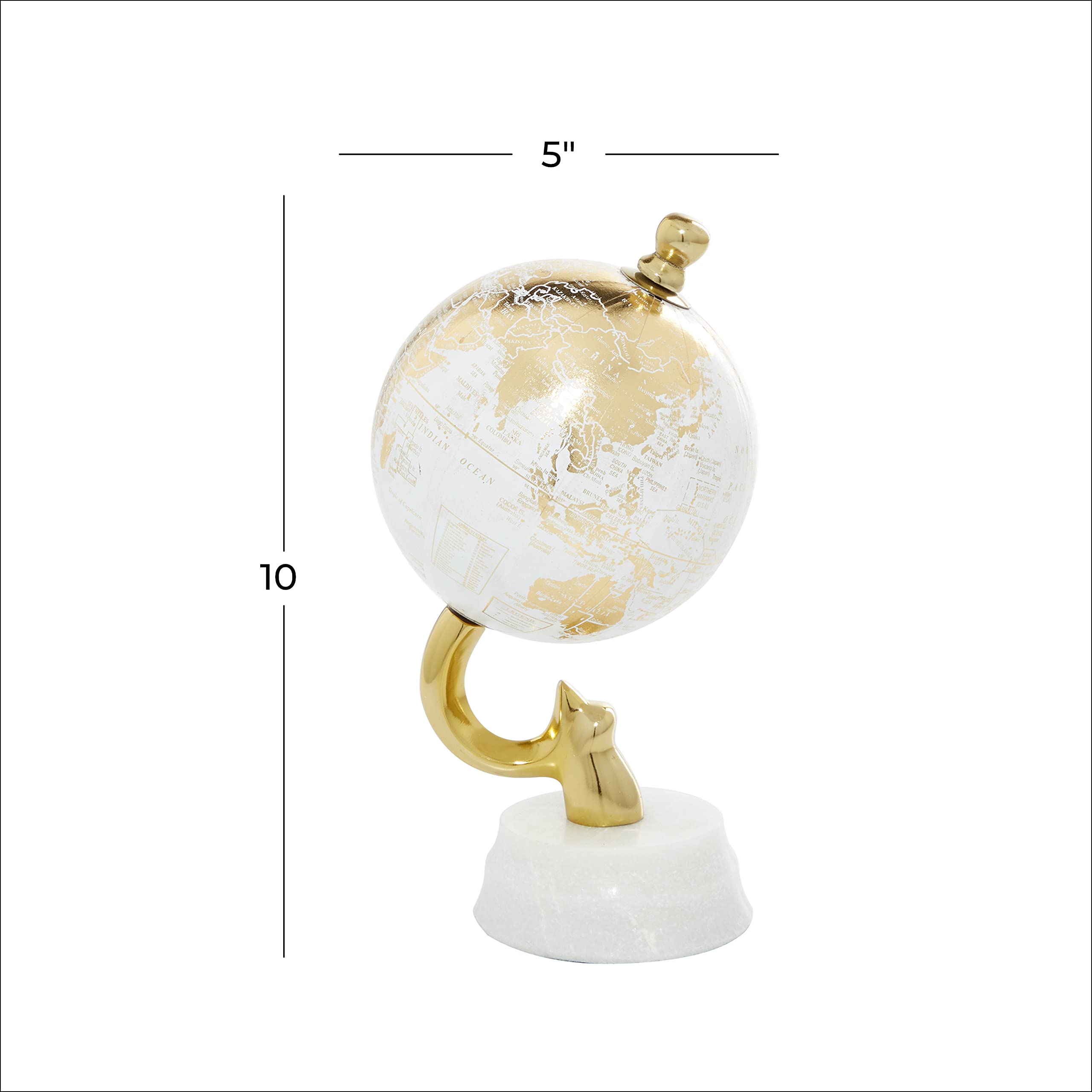 Foto 5 pulgar | Decorativo Globe Deco 79 De Aluminio Con Base De Mármol Dorado - Venta Internacional.