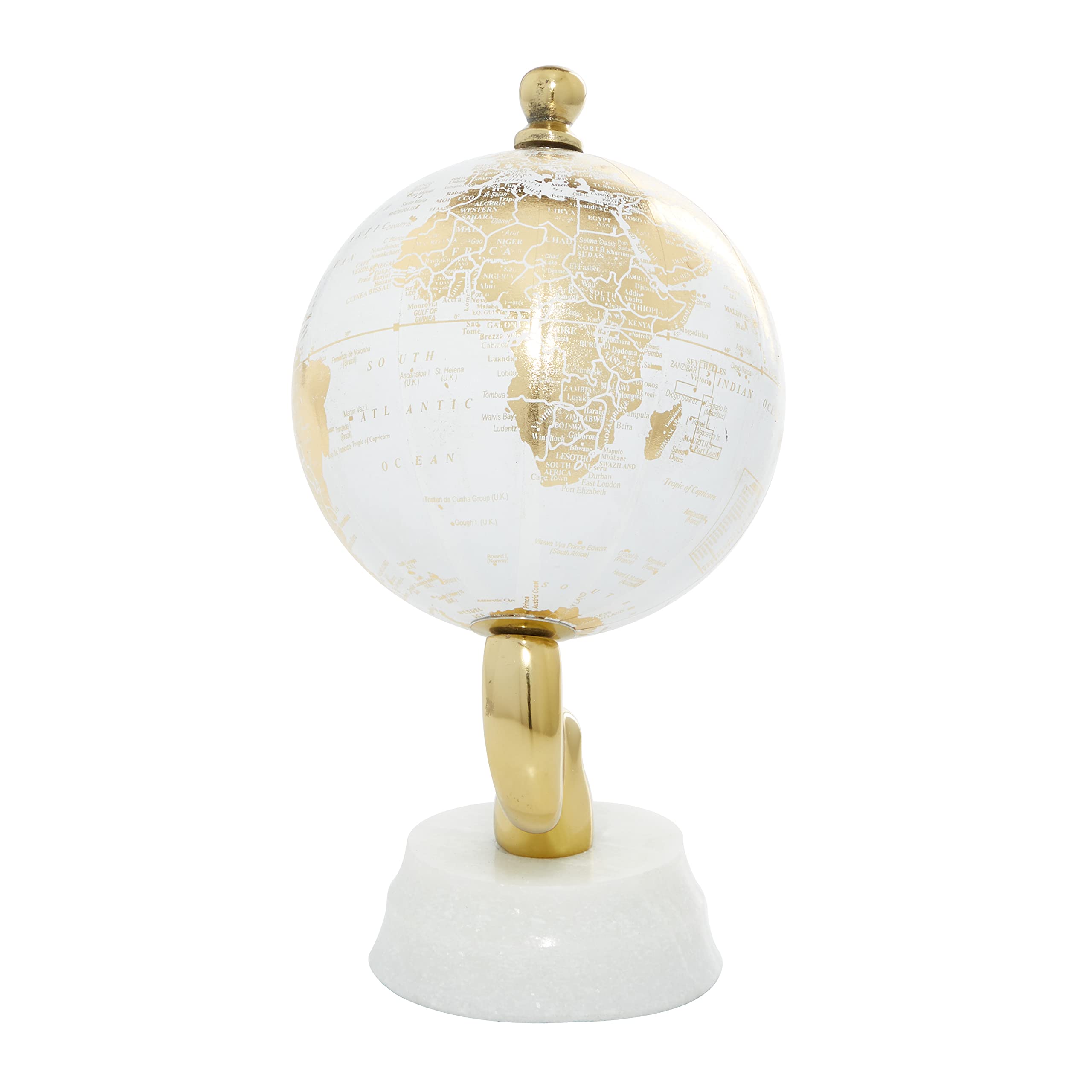 Foto 8 pulgar | Decorativo Globe Deco 79 De Aluminio Con Base De Mármol Dorado - Venta Internacional.