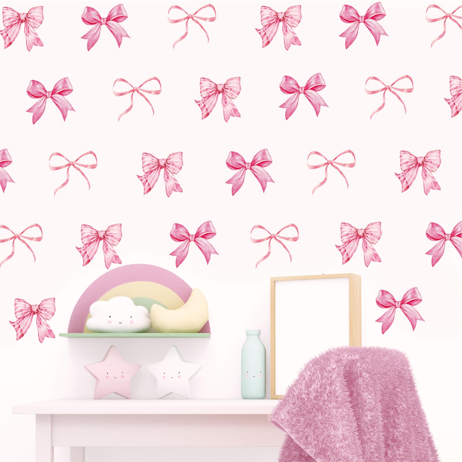 Foto 1 | Adhesivos De Pared Con Lazo Rosa Ballena, Nudo, Acuarela, Fiesta Para Niñas - Venta Internacional.