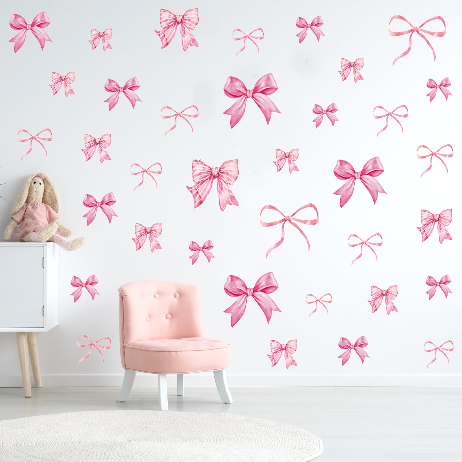Foto 3 | Adhesivos De Pared Con Lazo Rosa Ballena, Nudo, Acuarela, Fiesta Para Niñas - Venta Internacional.