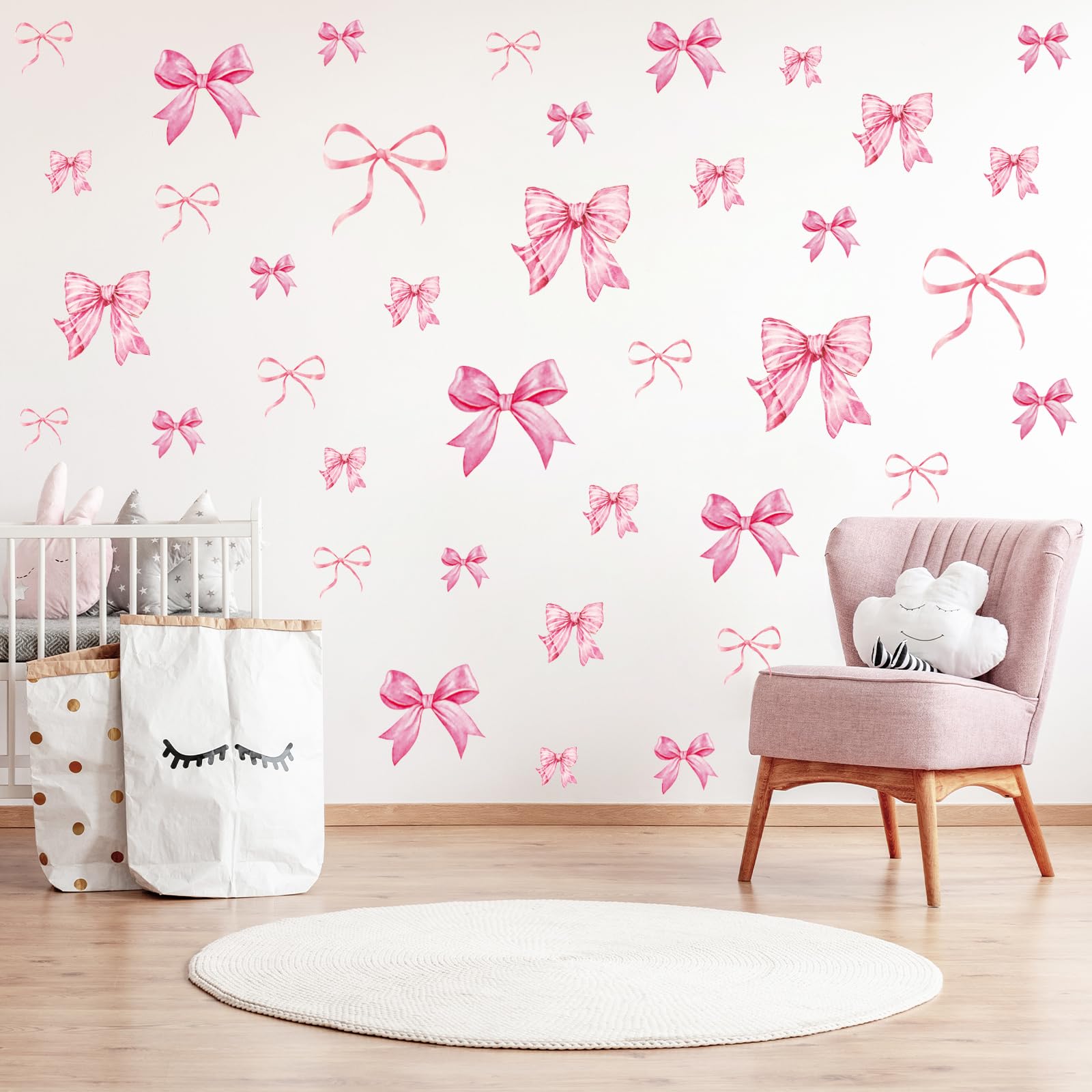 Foto 4 | Adhesivos De Pared Con Lazo Rosa Ballena, Nudo, Acuarela, Fiesta Para Niñas - Venta Internacional.