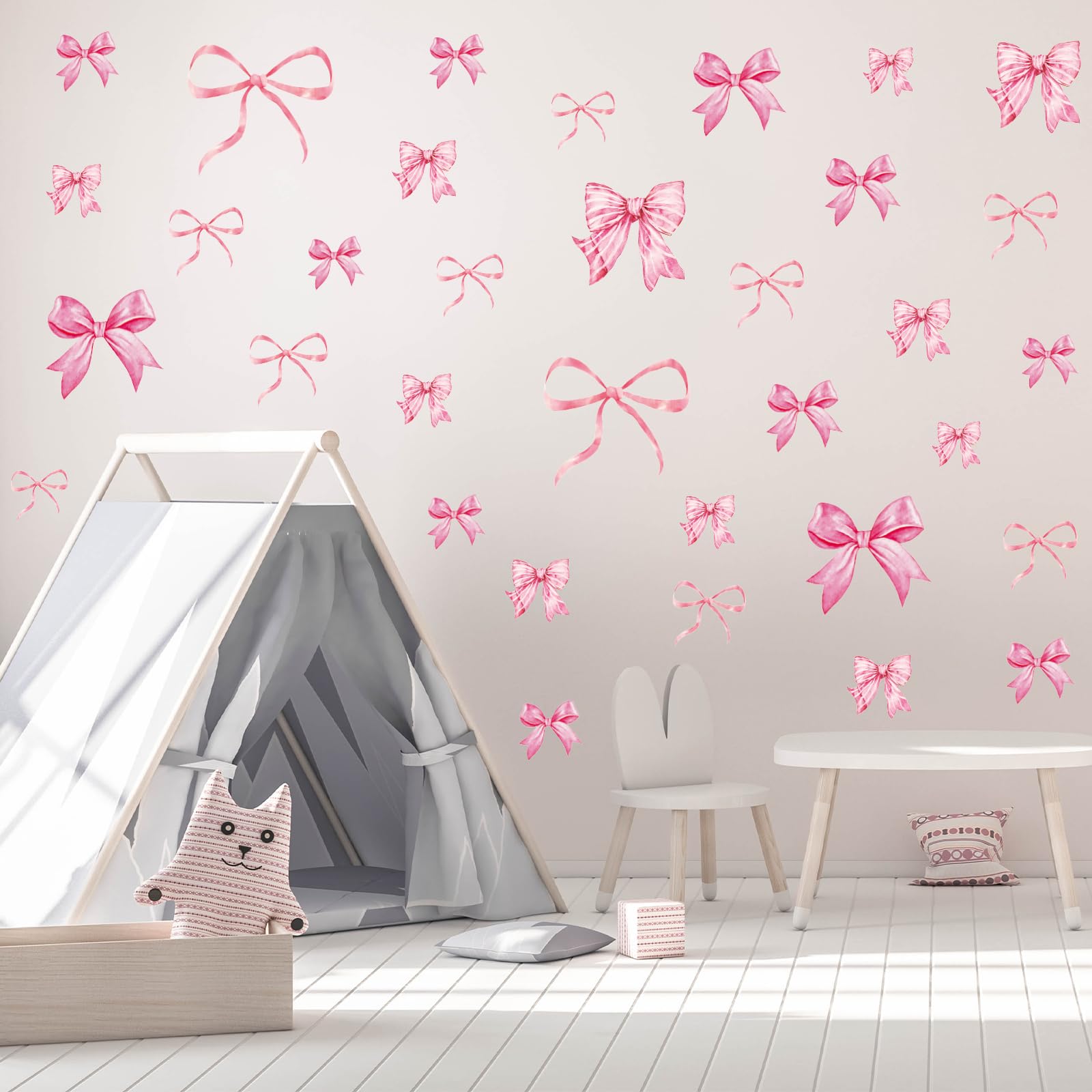 Foto 7 pulgar | Adhesivos De Pared Con Lazo Rosa Ballena, Nudo, Acuarela, Fiesta Para Niñas - Venta Internacional.