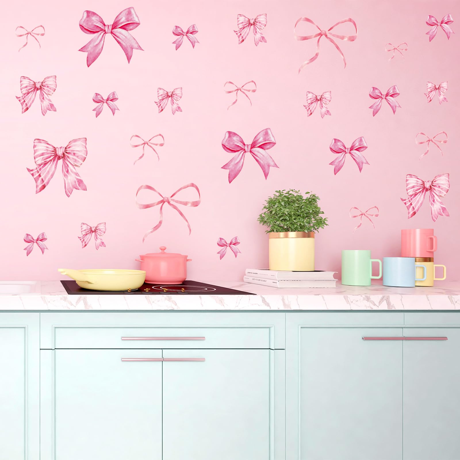 Foto 7 | Adhesivos De Pared Con Lazo Rosa Ballena, Nudo, Acuarela, Fiesta Para Niñas - Venta Internacional.