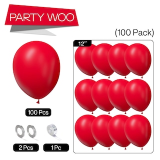 Foto 5 | Globos Partywoo Rojos De 12 Pulgadas, 100 Unidades, Para Decoración - Venta Internacional.