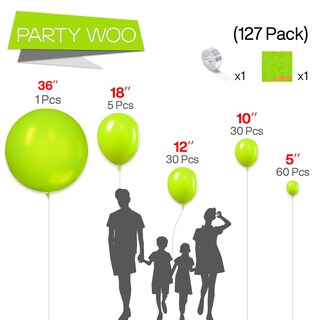 Foto 2 | Balloon Partywoo, 127 Unidades, Diferentes Tamaños, Color Verde Lima - Venta Internacional.