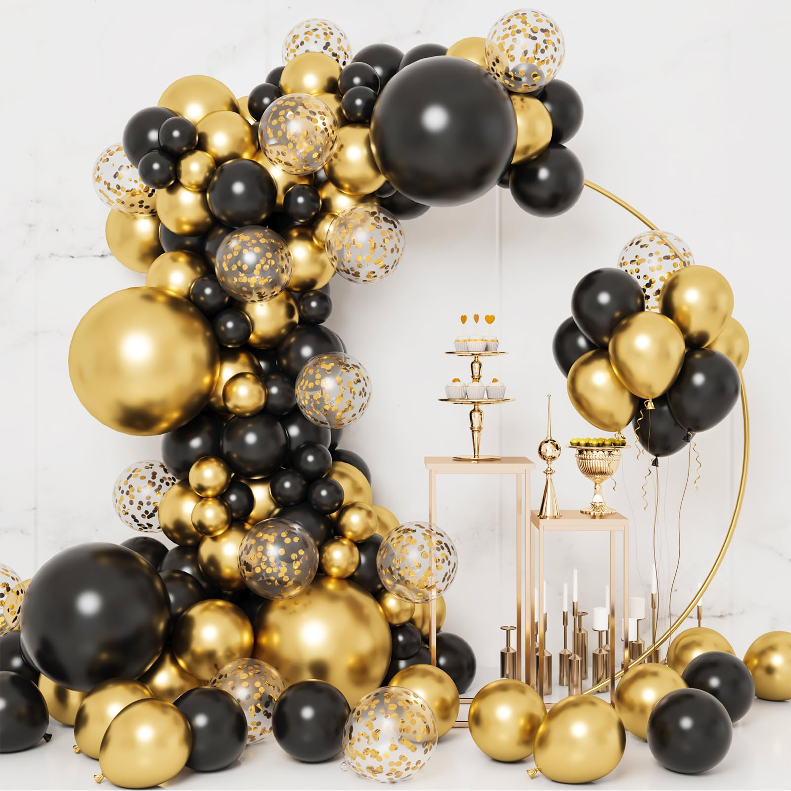 Foto 1 | Kit De Guirnaldas De Globos Rubfac Negro Y Dorado 130 Piezas - Venta Internacional.
