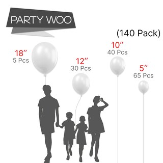 Foto 2 | Balloon Partywoo, Látex Blanco Perla, 140 Unidades, Paquete Con Kit De Arco - Venta Internacional.