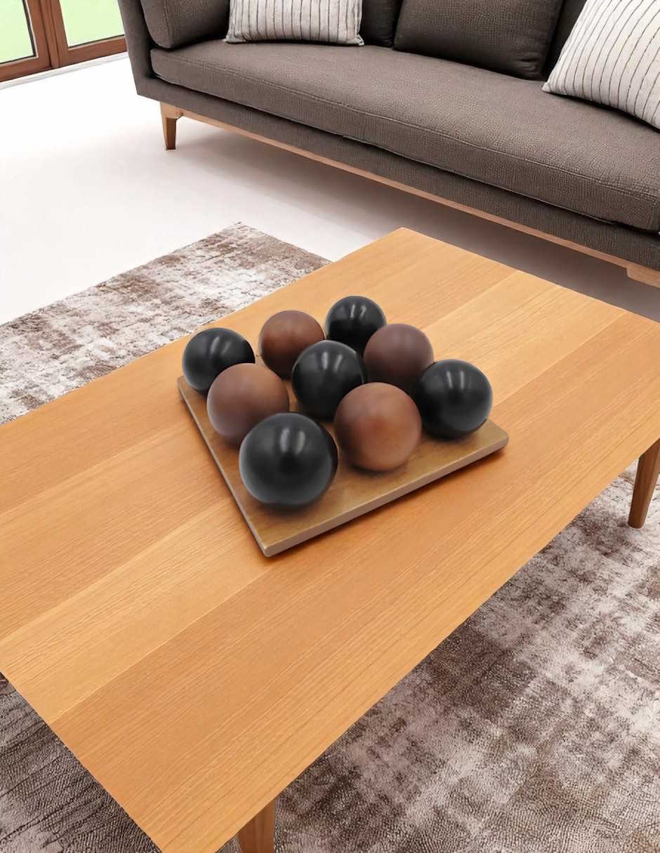 Foto 5 pulgar | Juego De Pelotas Decorativas  Zense Delia En Madera Color Negro Con Café
