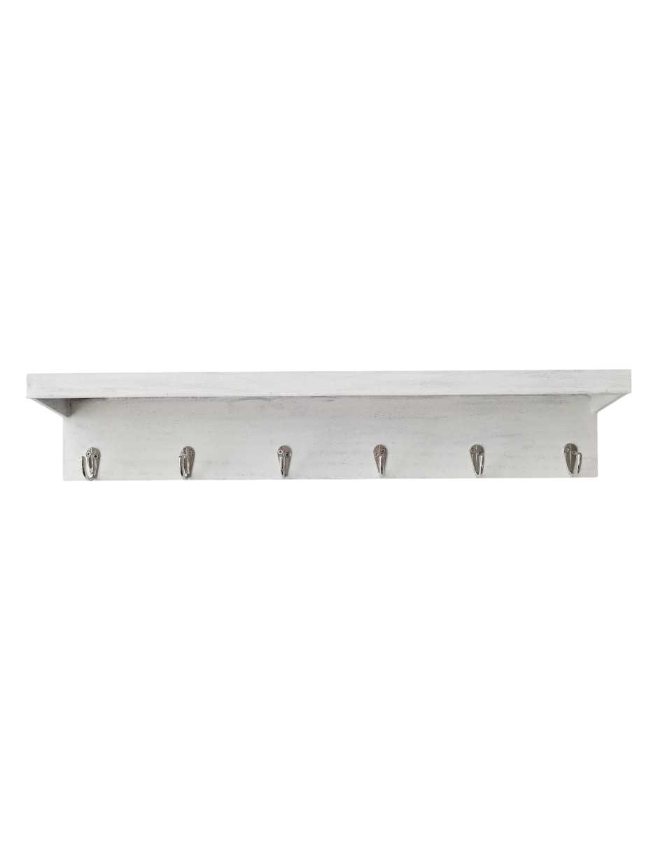 Perchero Leonora Zense De Madera 6 Ganchos Color Blanco