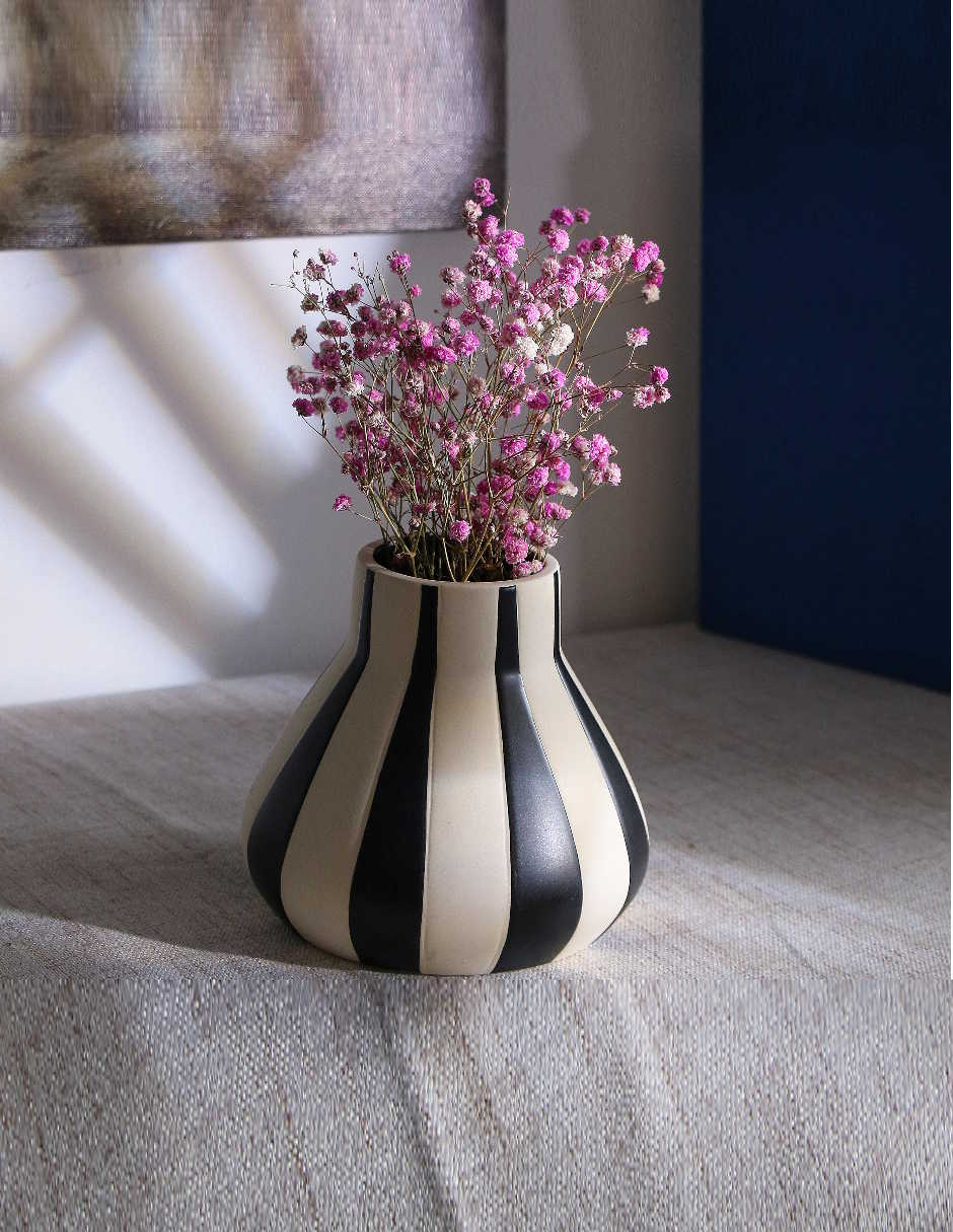 Foto 4 pulgar | Florero Zense Kate De 15x14.2cm  Blanco Con Negro
