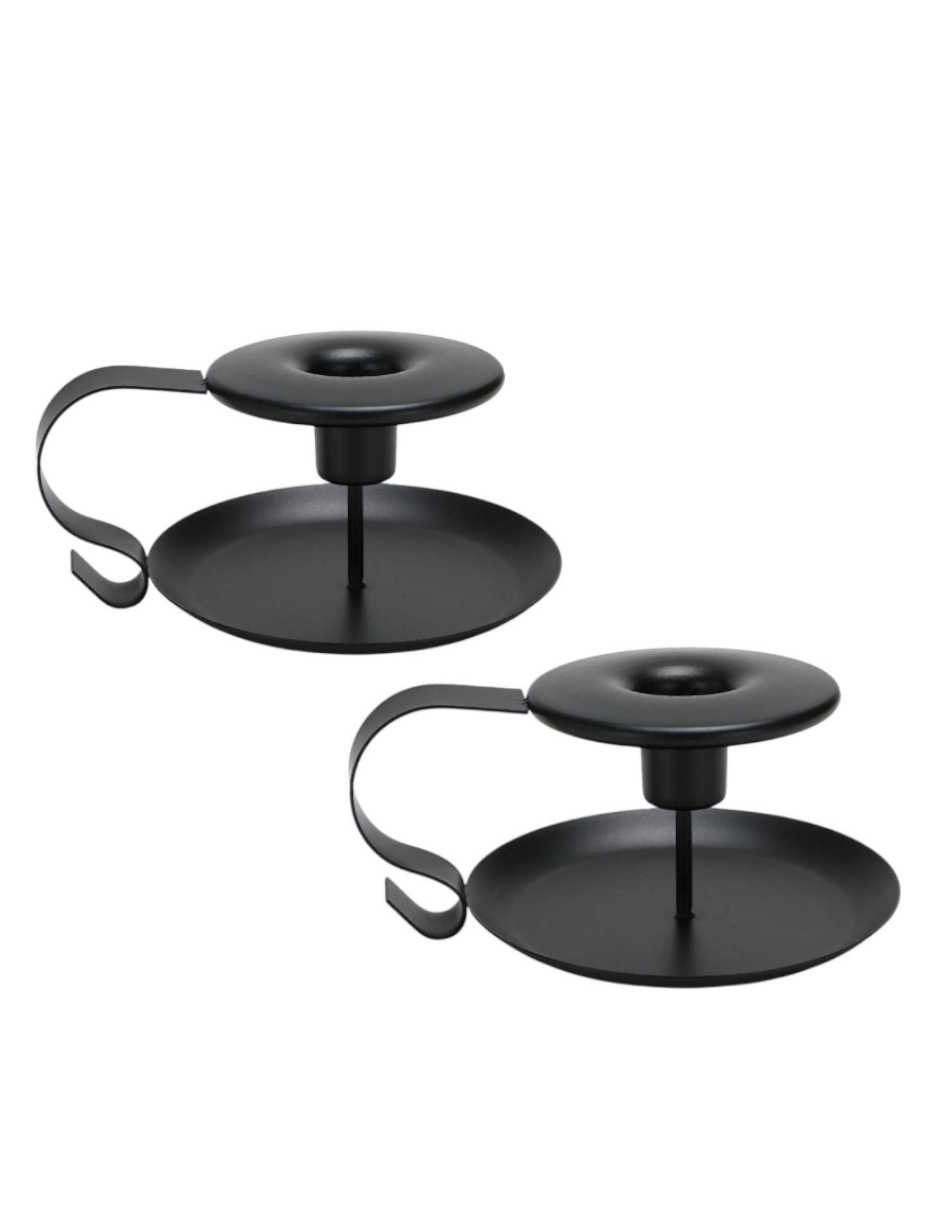 Foto 1 | Set De 2 Portavelas Zense  Aura De Metal Color Negro