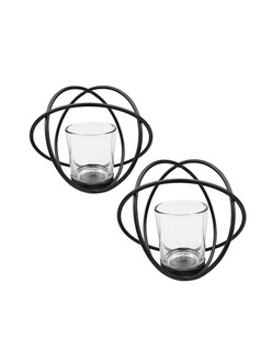 Foto 1 | Set De 2 Portavelas Zora Zense De Metal Color Negro