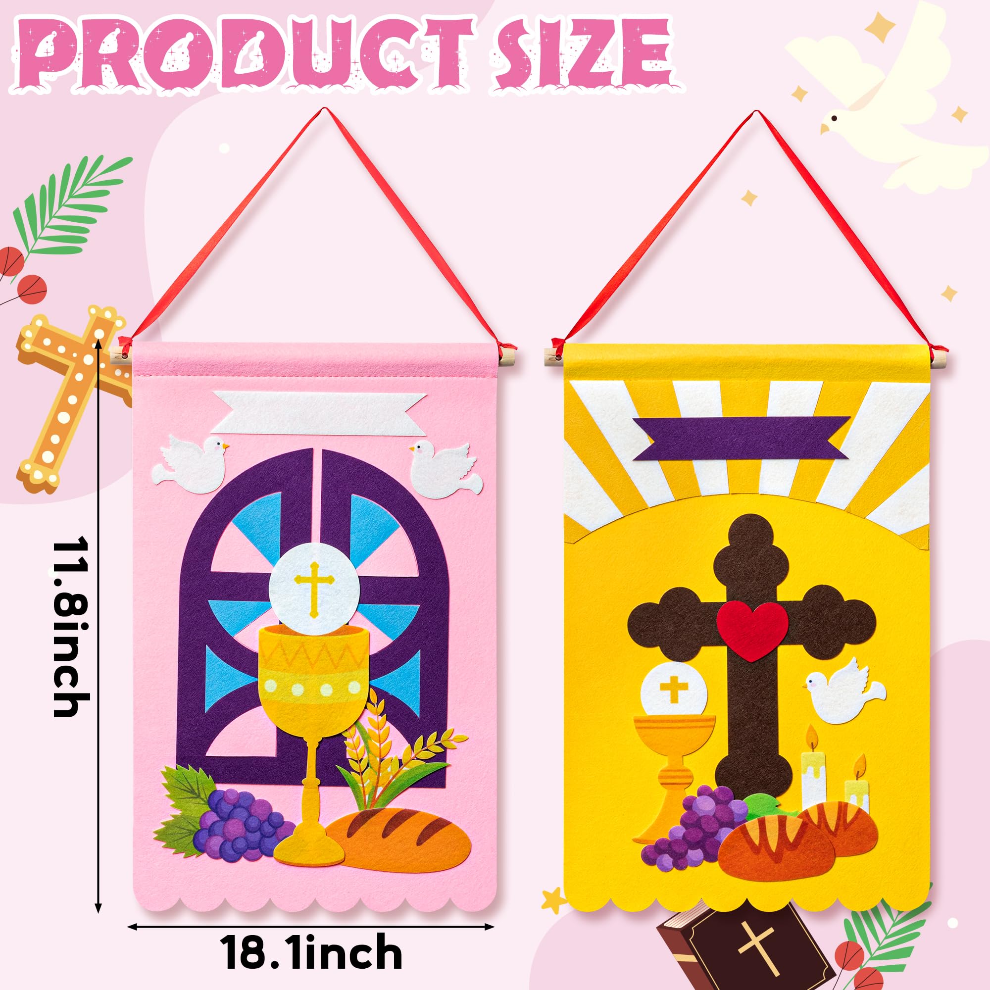Foto 3 pulgar | Kit De Pancartas De Primera Comunión Watinc, Fieltro Para Niñas, Para El Santo Primer Bautismo - Venta Internacional.