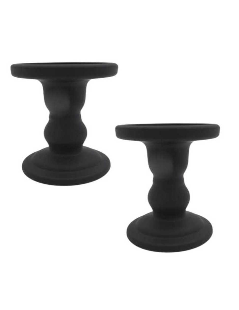 Foto 2 pulgar | Set De 2 Portavelas  Griselda Grande Zense De Vidrio Color Negro