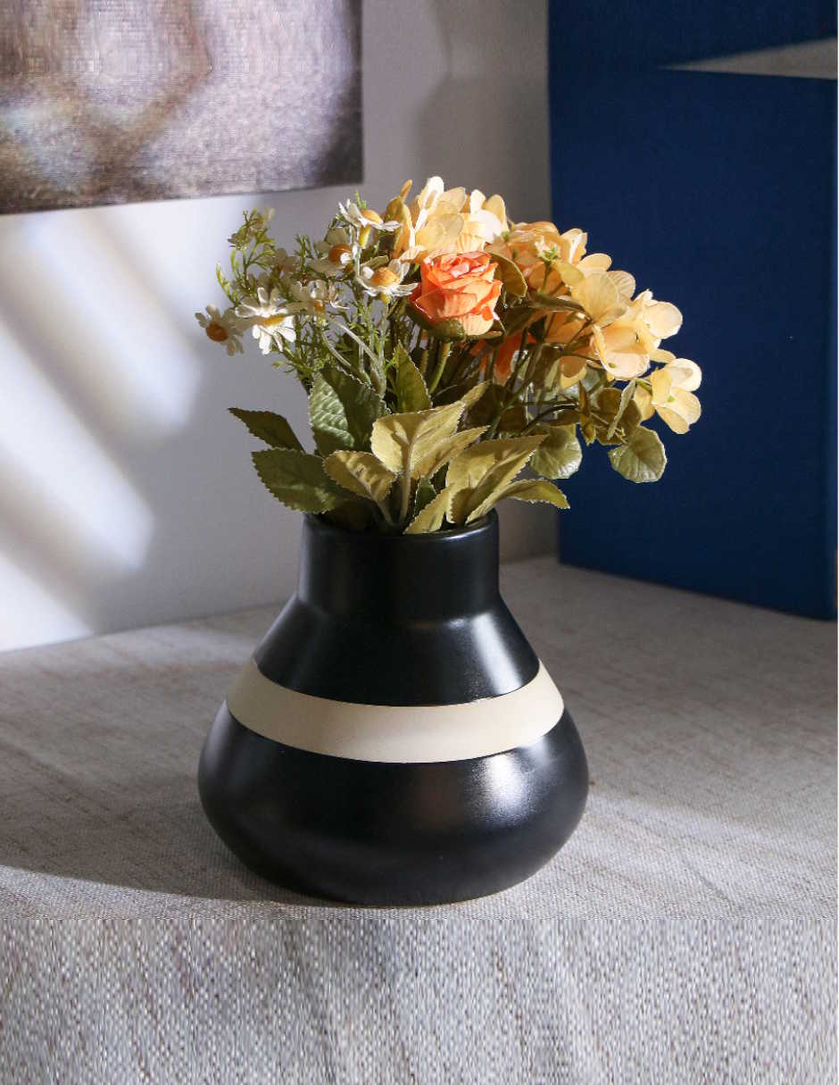 Foto 3 | Florero Zense Maia  De 15x14.2cm  Negro Con Blanco
