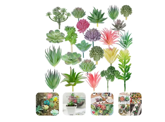 Foto 2 pulgar | Xtellar Plantas Artificiales Flores Suculentas 21 Pcs Decoración Planta Artificial