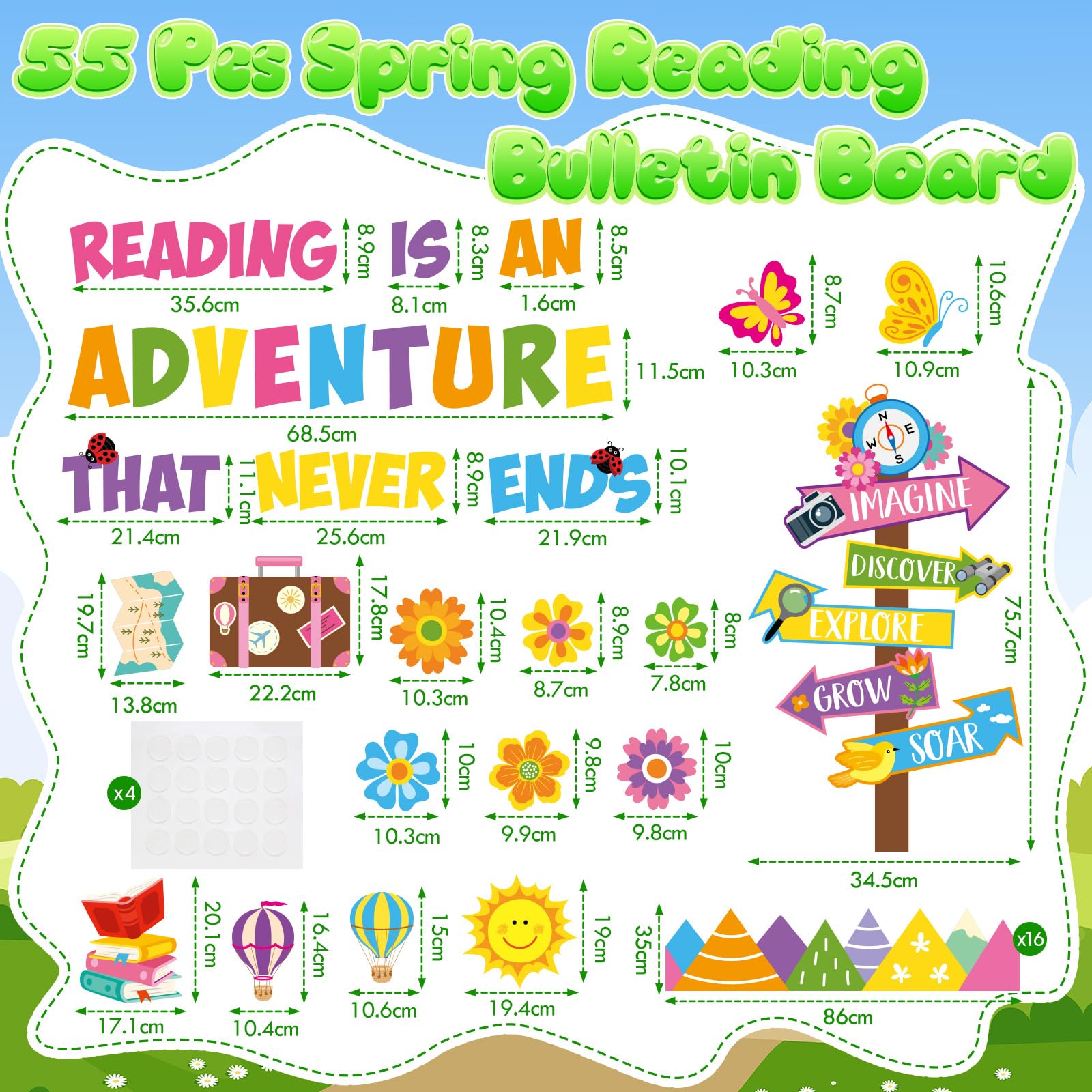 Foto 3 pulgar | Juego De Tablones De Anuncios Honoson Reading Is A Adventure, 55 Unidades - Venta Internacional.